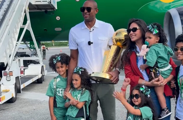 Los trofeos de Amelia y Horford: Sus hijos y el campeonato de la NBA